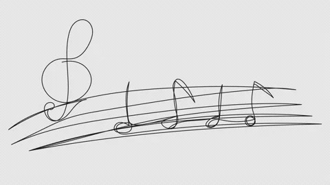 Self-drawing notes and treble Stock Footage 159662833