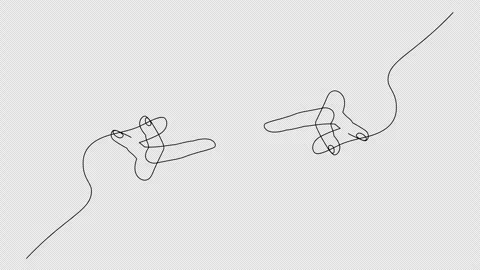 Self Drawing One Line Animation of Two Hands Reaching Stock Footage 328157866