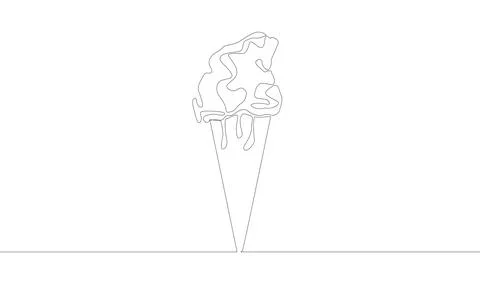 Self drawing of one line drawing of isolated ice cream cone Illustrazione stock