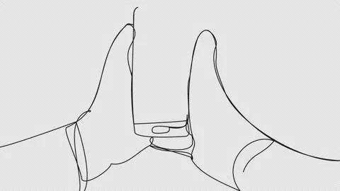 Self-drawing one line hand with smartphone Stock Footage 165524707