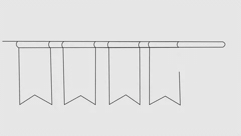 Self-drawing orange flags with a forked tail on a white screen. Stock Footage 168681833