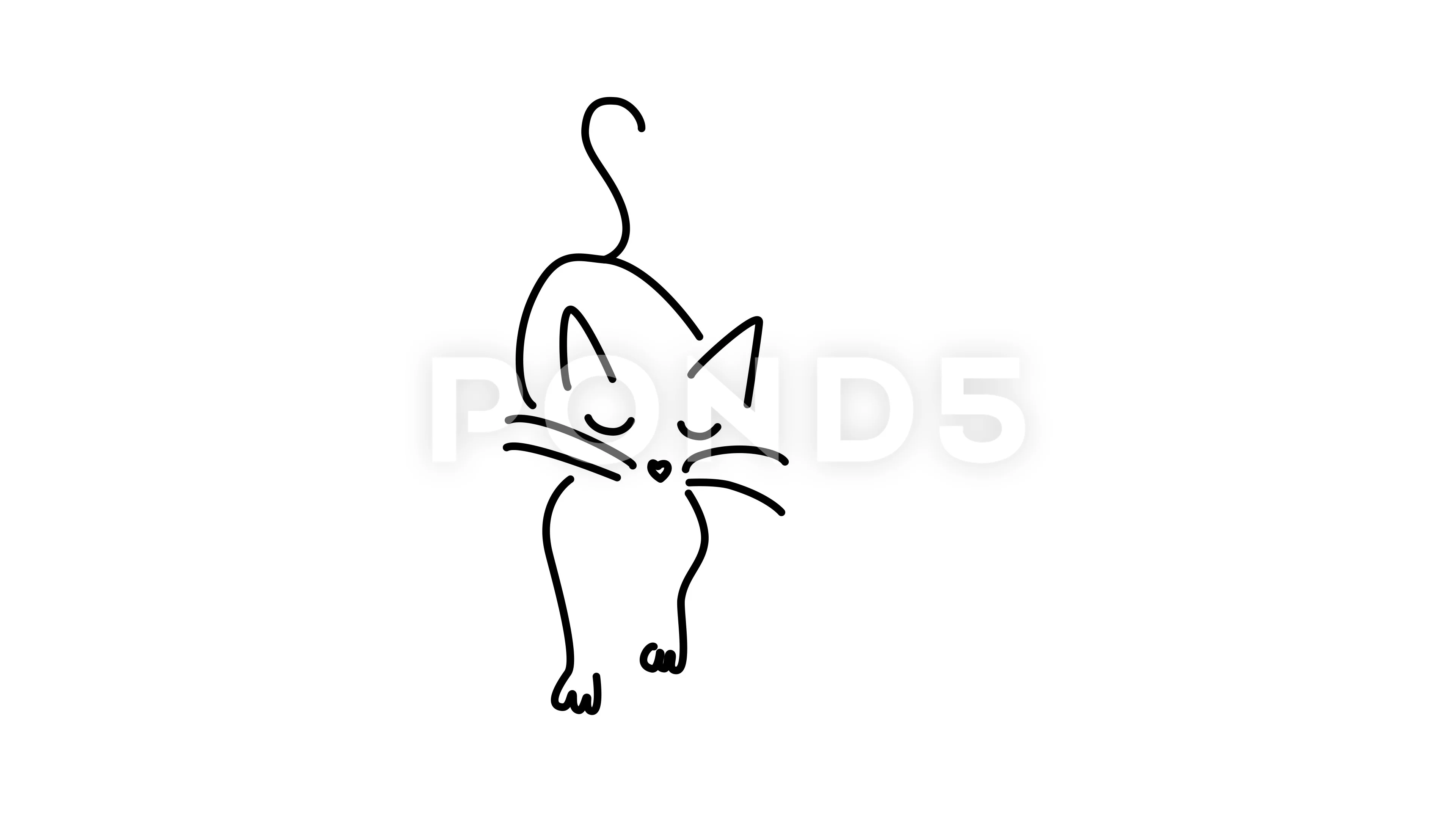 Self drawing outline animation of cat. A... | Stock Video | Pond5