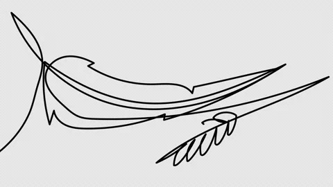 Self-drawing of a pen and a spike with one line on a white screen. Stock Footage 196133513
