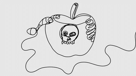 Self-drawing poisoned apple one line Stock Footage 162390820
