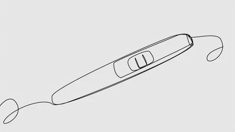 Self-drawing of a pregnancy test with a positive result on a white background. Stock Footage 238360501