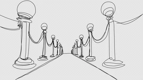 Self-drawing red carpet by single line on white screen. Stock Footage 234818933