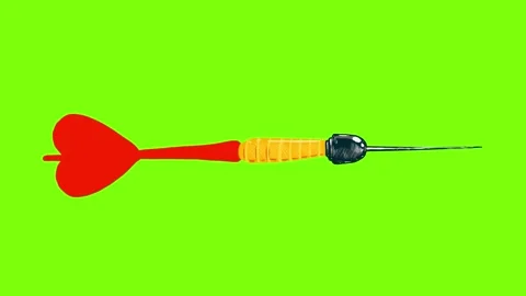 Self drawing red dart in profile on green screen. Stock 4K darts game animation Stock Footage 329390961