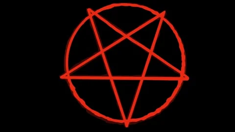 Self drawing red pentagram on black screen. Inverted occult star symbol of Stock Footage 329389068