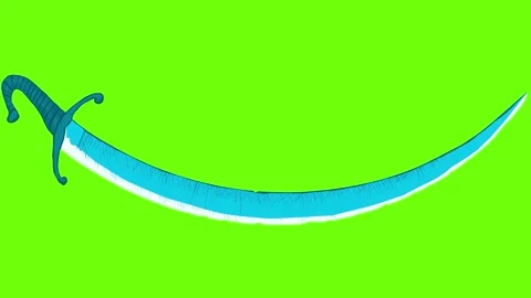 Self drawing sabre on green screen. Ethnic weapon of medieval warriors animated Stock Footage 329391000