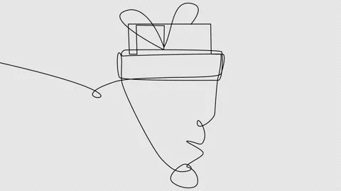Self-drawing of a Santa hat with a gift inside on a white screen. Stock Footage 168681412