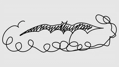Self-drawing of a silhouette of a bat by one line Stock Footage 162391049