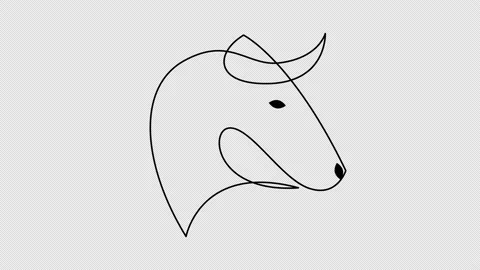 Self drawing simple animation of continuous line Bull Vidéo 200775729