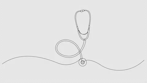 Self drawing simple animation of continuous one line medical stethoscope. Stock Footage 252275098