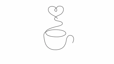 Self drawing simple animation of cup of coffee Stock Footage 310581613