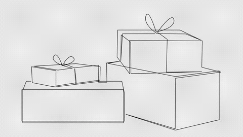 Self drawing simple animation of gift bo... | Stock Video | Pond5