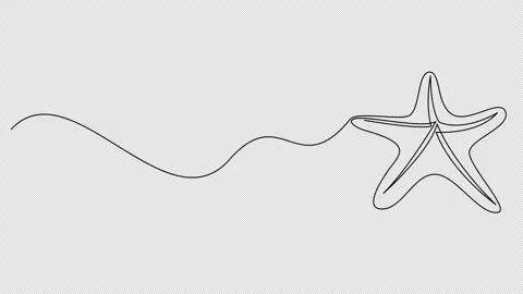 Self drawing simple animation of one line sea starfish design silhouette. Stock Footage 257466175