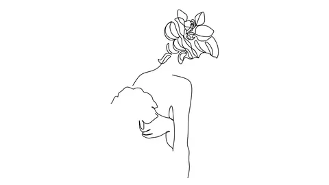 Self drawing simple animation of single continuous one line drawing flower Stock-Footage 128419181
