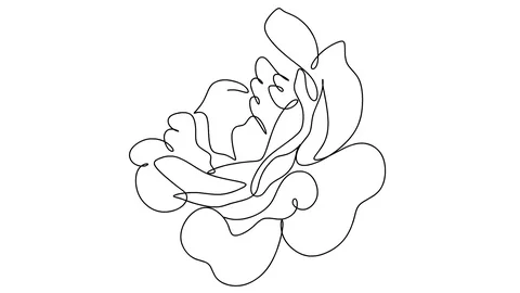Self drawing simple animation of single continuous one line drawing flower Video stock 128419349