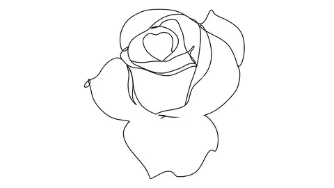 Self drawing simple animation of single continuous one line drawing flower Video stock 128419379