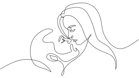 Self drawing simple animation of single continuous one line drawing of couple Stock-Footage 128420128