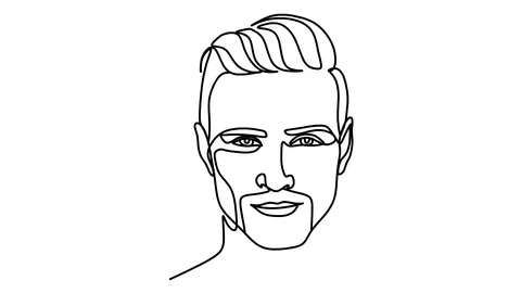 Self drawing simple animation of single continuous one line drawing of male Stock-Footage 128420147