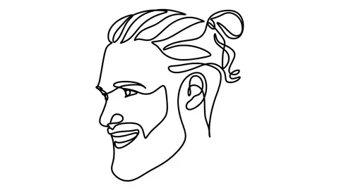 Self drawing simple animation of single continuous one line drawing of male Stock-Footage 128420174