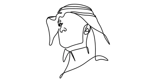 Self drawing simple animation of single continuous one line drawing of arab man Stock-Footage 128420366