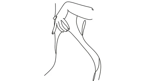 Self drawing simple animation of single continuous one line drawing female Stock-Footage 128421156
