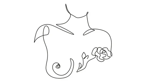 Self drawing simple animation of single continuous one line drawing female Video stock 128421180