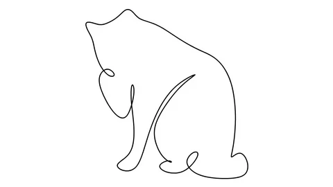 Self drawing simple animation of single continuous one line drawing cat Stock-Footage 128425130