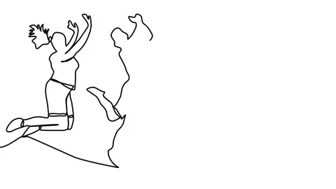 Self drawing simple animation of single continuous one line drawing happy Stock Footage 163971871