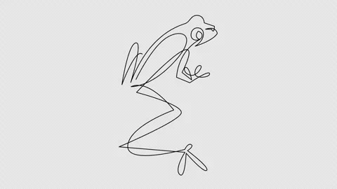 Self drawing simple animation of tree frog continuous line drawing. Stock Footage 257777982