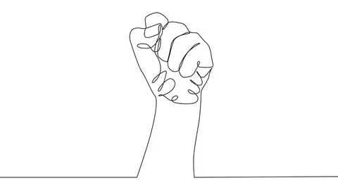 Self drawing of single continuous line draw fist or resistance hand symbol... Stock Illustration