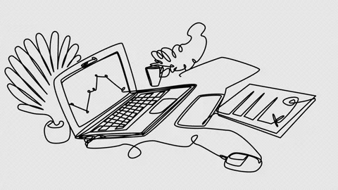 Self-drawing with a single line workspac... | Stock Video | Pond5