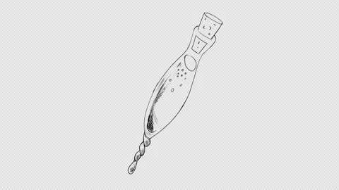 Self-drawing sketch of a small crystal vial with liquid. Stock Footage 166484797