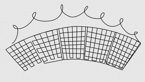 Self-drawing of solar panels in one line. Stock Footage 196134635