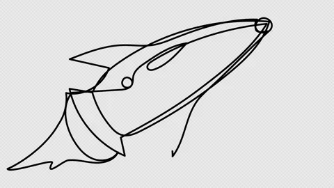 Self-drawing of a space rocket in one line on a white screen. Stock Footage 196133596