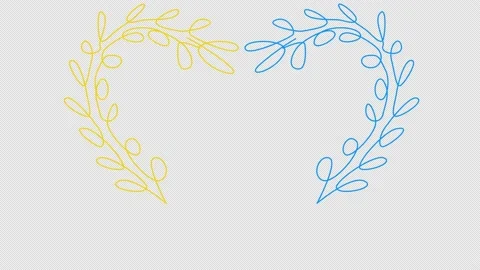 Self-drawing of spikelets in blue-yellow colors in one line. Stock Footage 196134092