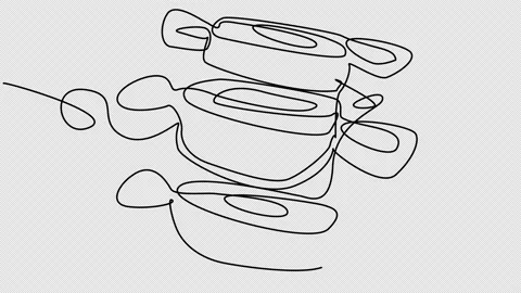 Self-drawing of spine disks in a single line on a white screen. Stock Footage 196133839