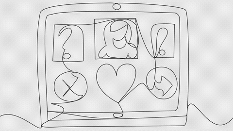 Self-drawing tablet with online dating. Stock Footage 161100695