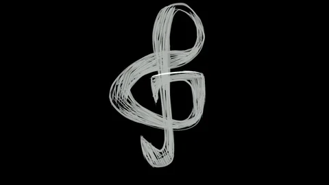 Self drawing treble clef with white strokes on black screen. Dynamic musical Stock Footage 329391023
