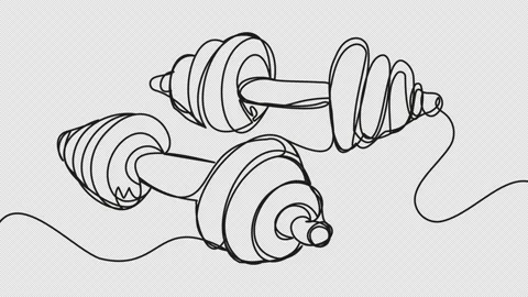 Self-drawing of two dumbbells Stock Footage 161088835