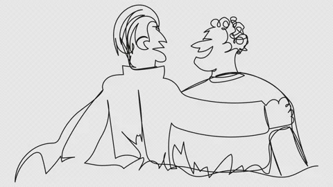 Self-drawing of two hugging men Stock Footage 161100633