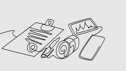 Self-drawing a workspace in a single line on a white screen. Stock Footage 196133905