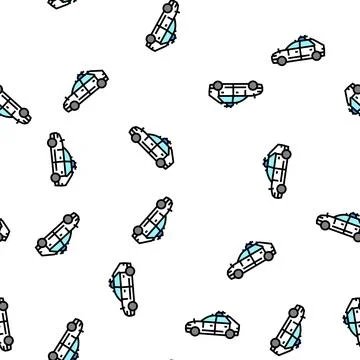 Self drive car vector seamless pattern Stock Illustration
