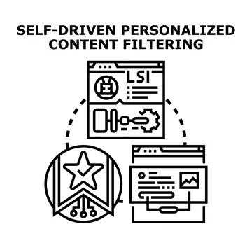 Self driven personalized content filtering algorithm concept Stockillustratie