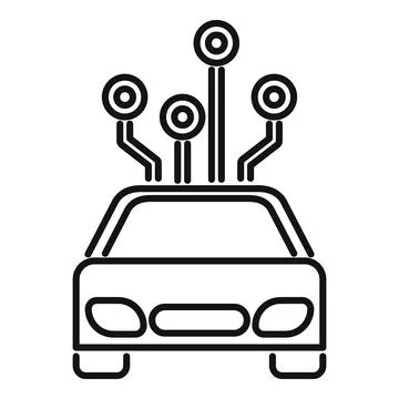 Self driving autonomous car using sensor system icon 스톡 일러스트