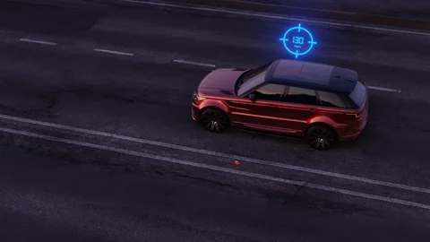 Self Driving Autopilot Autonomous Car 3d Animation.  Stock Footage 129311465
