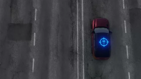 Self Driving Autopilot Autonomous Car 3d Animation. Stock Footage