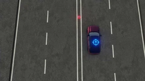 Self Driving Autopilot Autonomous Car 3d Animation. Stock Footage 130585631